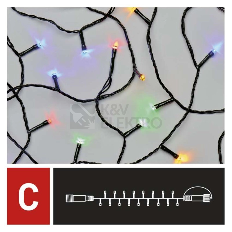 Obrázek produktu Propojovací vánoční řetěz bez zdroje EMOS Connecting D1AM03 ZY1926 100LED 10m multicolor 5