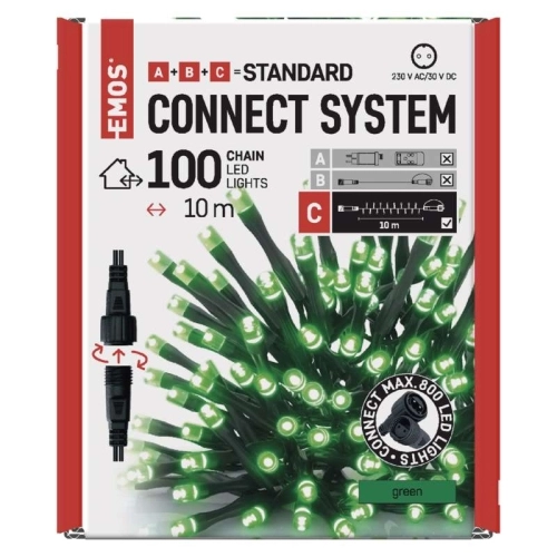 Propojovací vánoční řetěz bez zdroje EMOS Connecting D1AG01 ZY1927 100LED 10m zelená (obrázek 3)