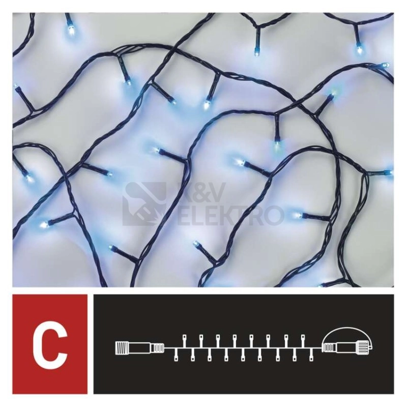 Obrázek produktu Propojovací vánoční řetěz bez zdroje EMOS Connecting D1AB01 ZY1928 100LED 10m modrá 2