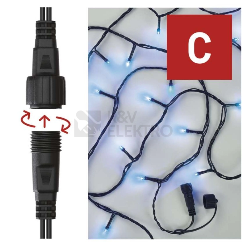 Obrázek produktu Propojovací vánoční řetěz bez zdroje EMOS Connecting D1AB01 ZY1928 100LED 10m modrá 14