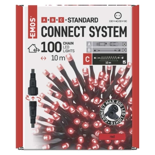 Propojovací vánoční řetěz bez zdroje EMOS Connecting D1AR01 ZY1929 100LED 10m červená (obrázek 7)
