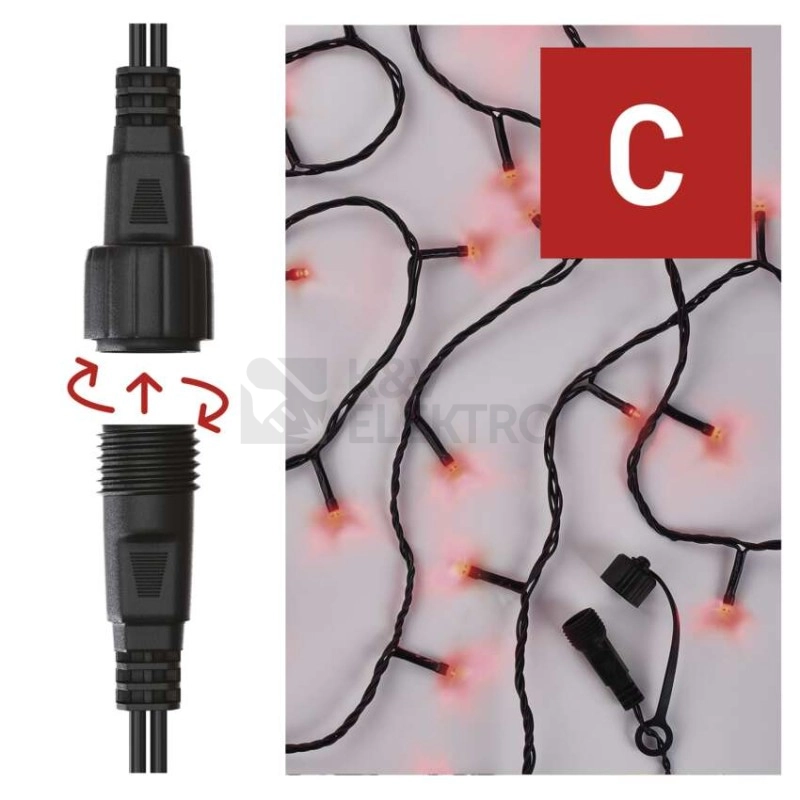 Obrázek produktu Propojovací vánoční řetěz bez zdroje EMOS Connecting D1AR01 ZY1929 100LED 10m červená 3
