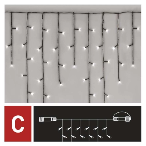 Propojovací vánoční řetěz bez zdroje EMOS Connecting D1CC01 ZY1932 100LED krápníky 2,5x0,9m studená bílá (obrázek 6)