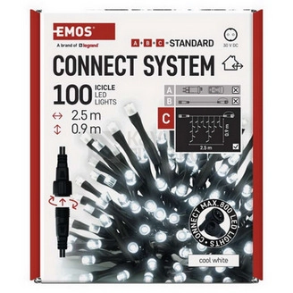 Obrázek produktu Propojovací vánoční řetěz bez zdroje EMOS Connecting D1CC01 ZY1932 100LED krápníky 2,5x0,9m studená bílá 7