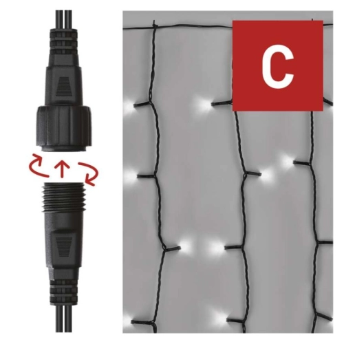 Propojovací vánoční řetěz bez zdroje EMOS Connecting D1EC01 ZY1933 100LED záclona 1x2m studená bílá (obrázek 4)