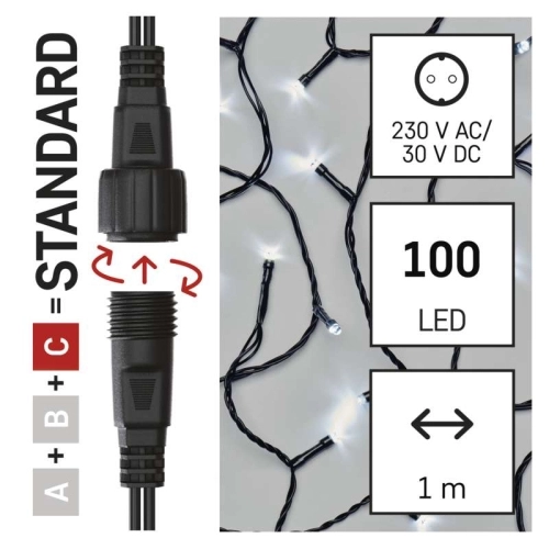 Propojovací vánoční řetěz bez zdroje EMOS Connecting D1EC01 ZY1933 100LED záclona 1x2m studená bílá (obrázek 11)