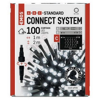 Obrázek produktu Propojovací vánoční řetěz bez zdroje EMOS Connecting D1EC01 ZY1933 100LED záclona 1x2m studená bílá 7