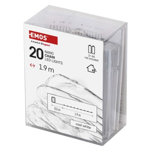 Vánoční osvětlení EMOS D3AC07 ZY1950 20LED nano řetěz stříbrný 1,9m 2xAA studená bílá s časovačem (obrázek 8)