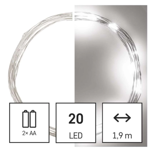 Vánoční osvětlení EMOS D3AC07 ZY1950 20LED nano řetěz stříbrný 1,9m 2xAA studená bílá s časovačem (obrázek 9)