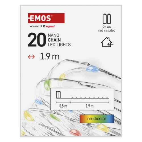 Vánoční osvětlení EMOS D3AM04 ZY1951 20LED nano řetěz stříbrný 1,9m 2xAA multicolor s časovačem (obrázek 7)