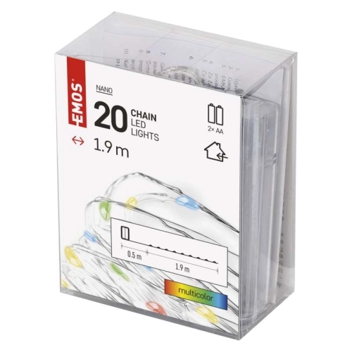 Vánoční osvětlení EMOS D3AM04 ZY1951 20LED nano řetěz stříbrný 1,9m 2xAA multicolor s časovačem (obrázek 9)