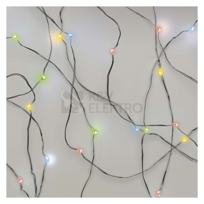 Obrázek produktu Vánoční osvětlení EMOS D3AM04 ZY1951 20LED nano řetěz stříbrný 1,9m 2xAA multicolor s časovačem 9