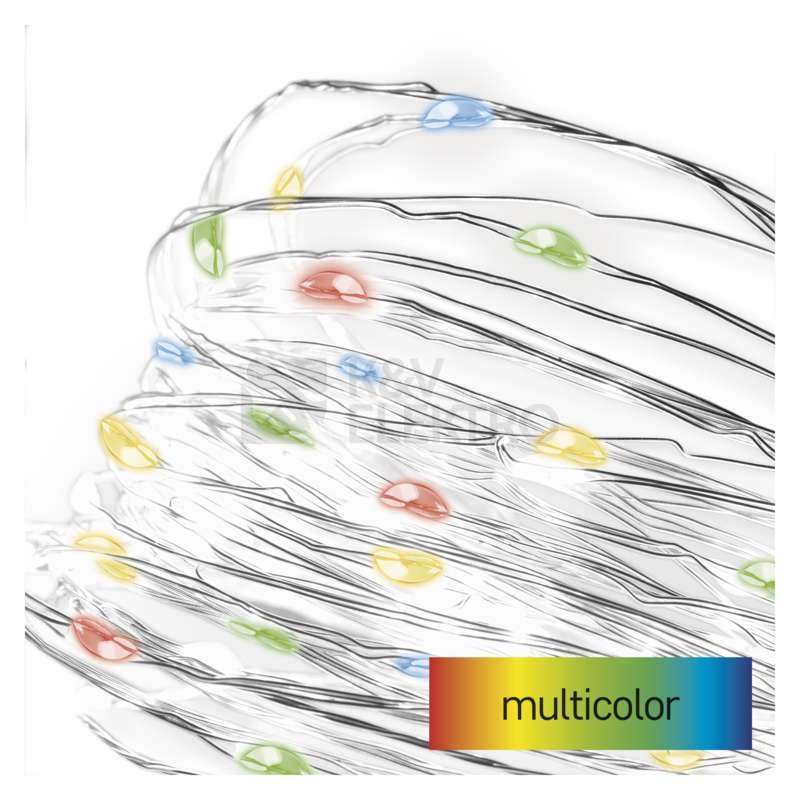 Obrázek produktu Vánoční osvětlení EMOS D3AM04 ZY1951 20LED nano řetěz stříbrný 1,9m 2xAA multicolor s časovačem 10