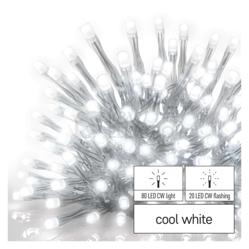 Propojovací vánoční řetěz bez zdroje EMOS Connecting D1CC02 ZY2001 100LED krápníky 2,5x0,9m studená bílá blikající
