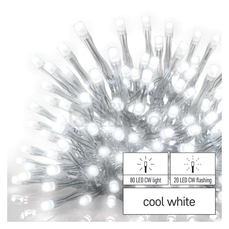 Obrázek produktu Propojovací vánoční řetěz bez zdroje EMOS Connecting D1CC02 ZY2001 100LED krápníky 2,5x0,9m studená bílá blikající 0
