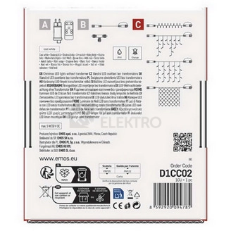 Obrázek produktu Propojovací vánoční řetěz bez zdroje EMOS Connecting D1CC02 ZY2001 100LED krápníky 2,5x0,9m studená bílá blikající 9