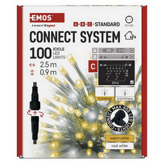 Propojovací vánoční řetěz bez zdroje EMOS Connecting D1CN01 ZY2002 100LED krápníky 2,5x0,9m studená/teplá blikající (obrázek 9)