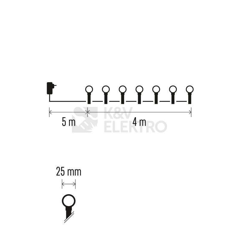 Obrázek produktu Vánoční osvětlení EMOS D5AW01 ZY2021T 40LED řetěz 4m velké kuličky teplá bílá s časovačem 3