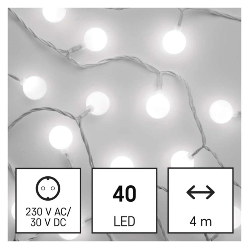 Vánoční osvětlení EMOS D5AC01 ZY2022T 40LED řetěz 4m velké kuličky studená bílá s časovačem (obrázek 9)