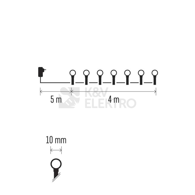 Obrázek produktu Vánoční osvětlení EMOS D5AC01 ZY2022T 40LED řetěz 4m velké kuličky studená bílá s časovačem 1