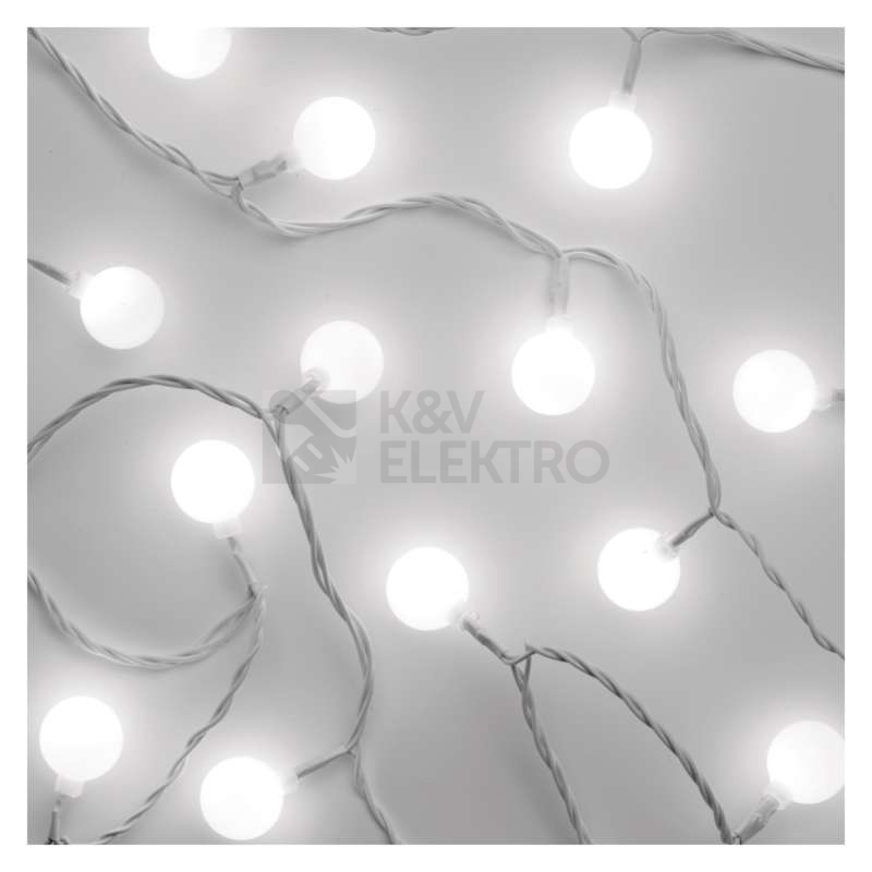 Obrázek produktu Vánoční osvětlení EMOS D5AC01 ZY2022T 40LED řetěz 4m velké kuličky studená bílá s časovačem 4