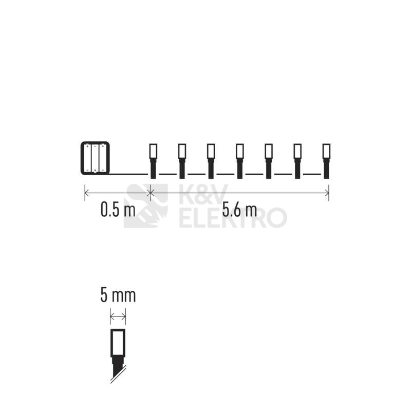 Obrázek produktu Vánoční osvětlení EMOS D4FW02 ZY2055 80LED řetěz 5,6m 3xAA teplá bílá s časovačem 8