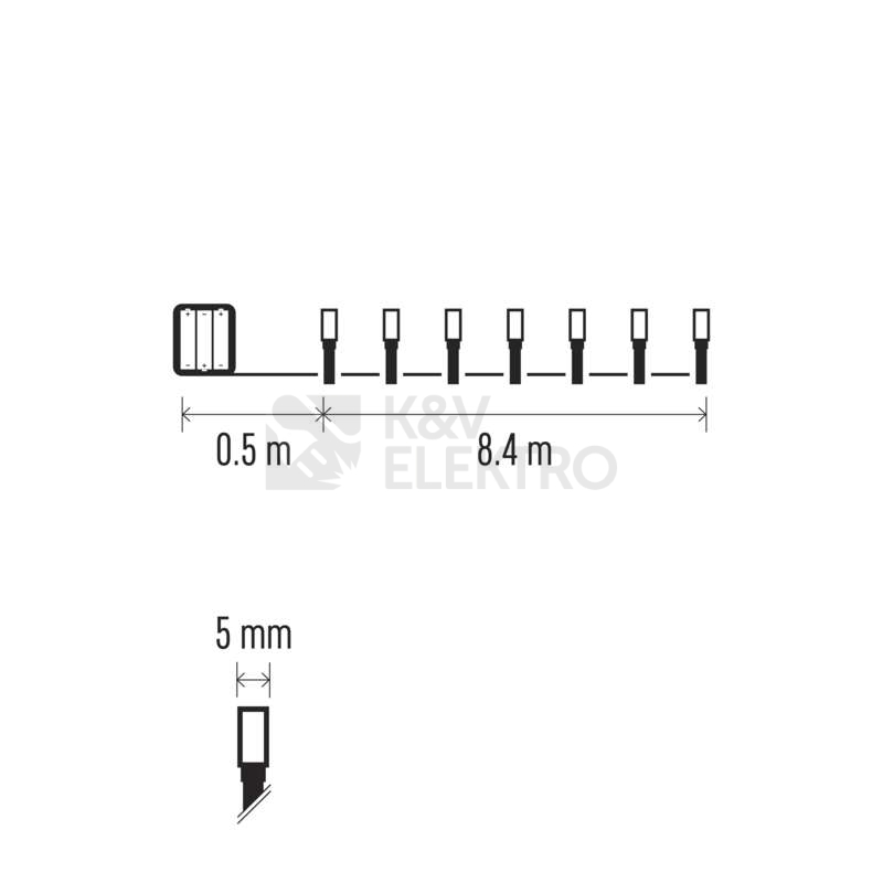 Obrázek produktu Vánoční osvětlení EMOS D4FW03 ZY2056 120LED řetěz 8,4m 3xAA teplá bílá s časovačem 8