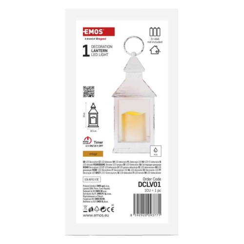 LED lucerna EMOS DCLV01 ZY2114 antik bílá 3xAAA blikající světlo s časovačem (obrázek 4)