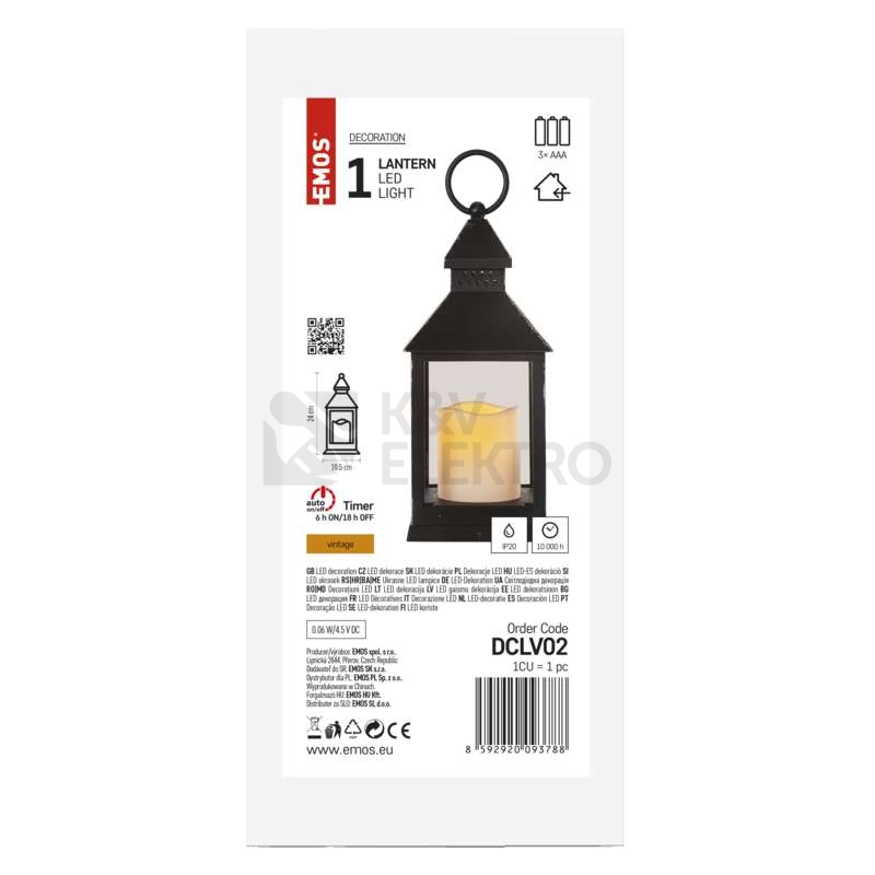 Obrázek produktu LED lucerna EMOS DCLV02 ZY2115 antik černá 3xAAA blikající světlo s časovačem 2