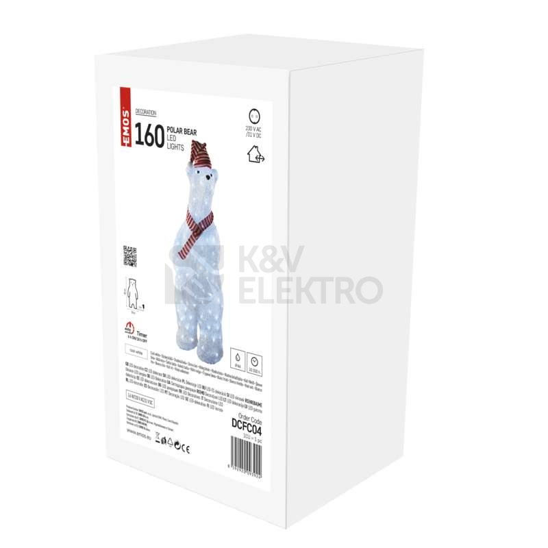 Obrázek produktu LED vánoční medvěd EMOS DCFC04 ZY2123T 80cm s časovačem 4