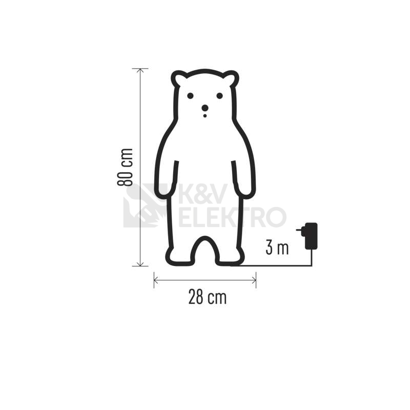 Obrázek produktu LED vánoční medvěd EMOS DCFC04 ZY2123T 80cm s časovačem 6