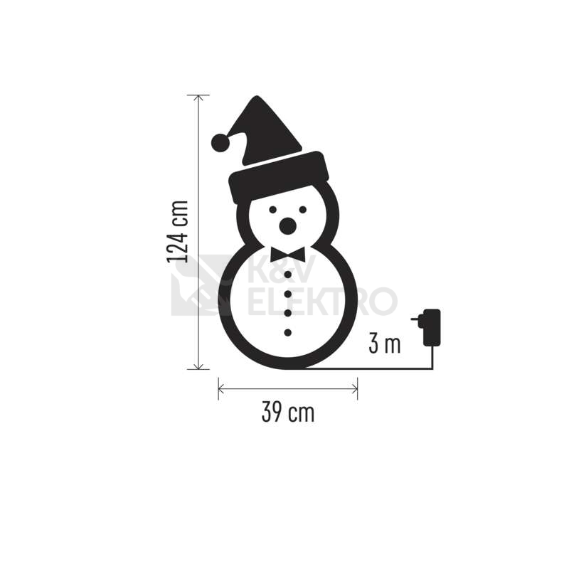 Obrázek produktu LED vánoční sněhulák EMOS DCFC01 ZY2124T ratanový 230V vnitřní použití studená bílá s časovačem 6