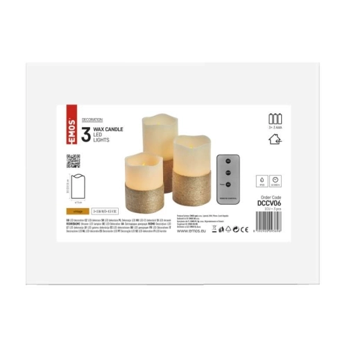 LED dekorace EMOS DCCV06 ZY2141 set 3 svící s provázkem 9xAAA s ovladačem (obrázek 6)