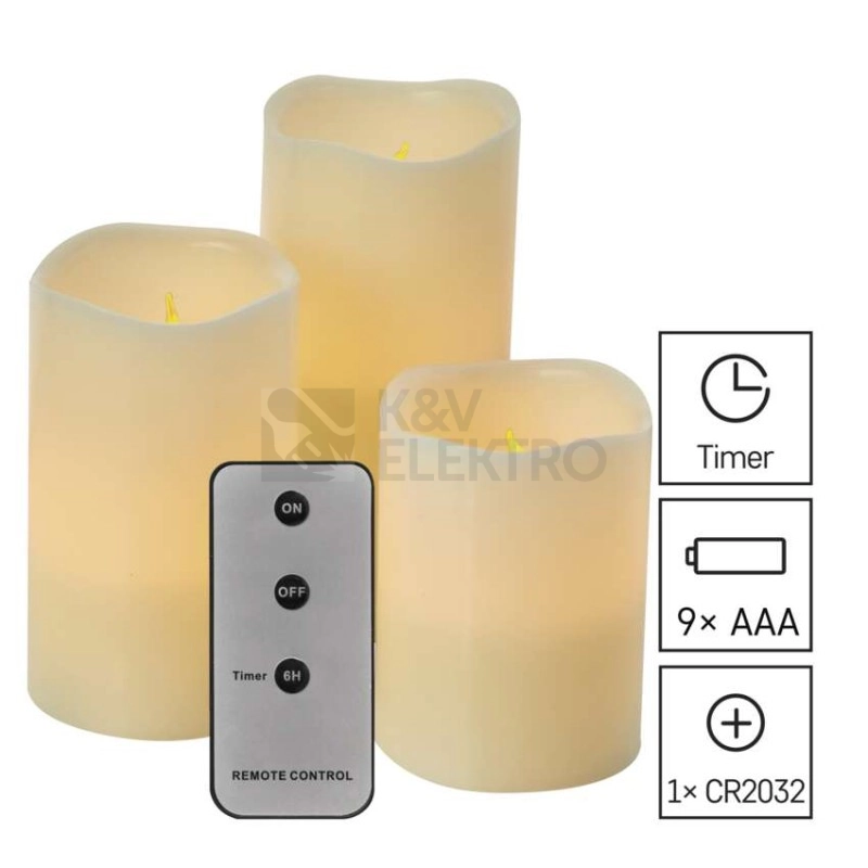 Obrázek produktu LED dekorace EMOS DCCV07 ZY2143 svíčka 9xAAA ovladač časovač 5