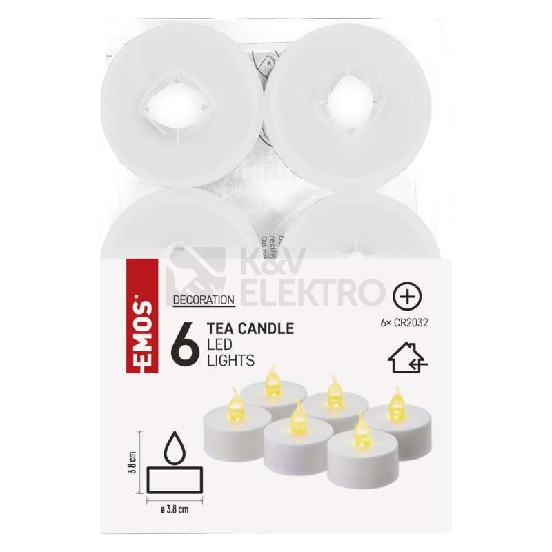 Obrázek produktu LED dekorace EMOS DCCV11 ZY2149 čajová svíčka bílá CR2032 (blistr 6ks) 1