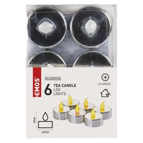 LED dekorace EMOS DCCV12 ZY2150 čajová svíčka stříbrná CR2032 (blistr 6ks) (obrázek 3)