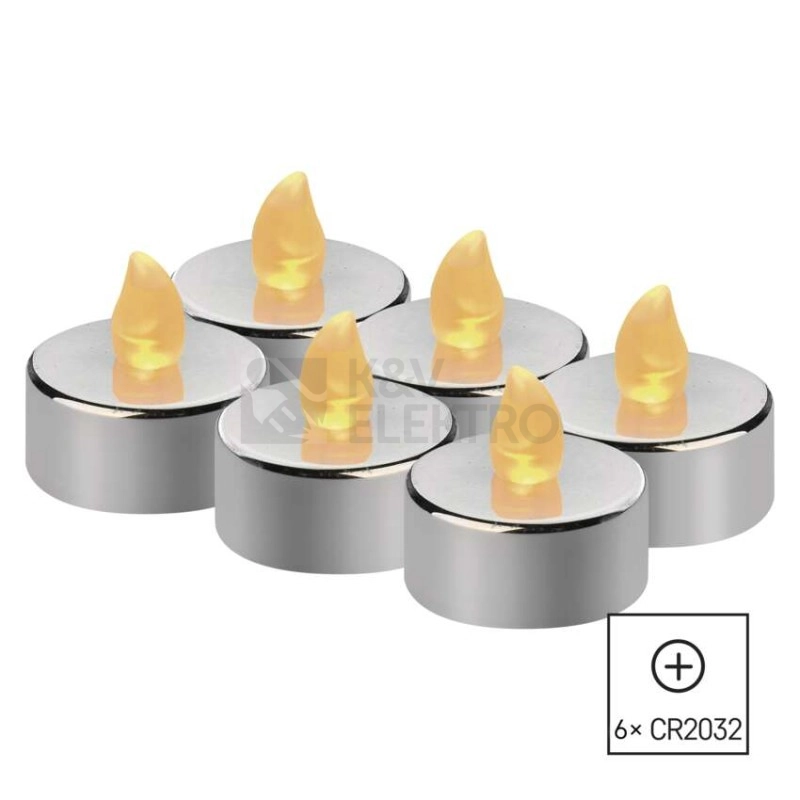 Obrázek produktu LED dekorace EMOS DCCV12 ZY2150 čajová svíčka stříbrná CR2032 (blistr 6ks) 5