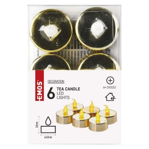 LED dekorace EMOS DCCV13 ZY2151 čajová svíčka zlatá CR2032 (blistr 6ks) (obrázek 3)