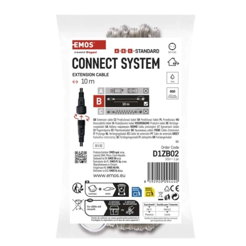 Prodlužovací kabel EMOS Connecting D1ZB02 ZY2153 transparentní 10m pro spojovací LED vánoční řetězy (obrázek 6)