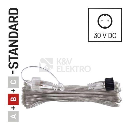 Prodlužovací kabel EMOS Connecting D1ZB02 ZY2153 transparentní 10m pro spojovací LED vánoční řetězy