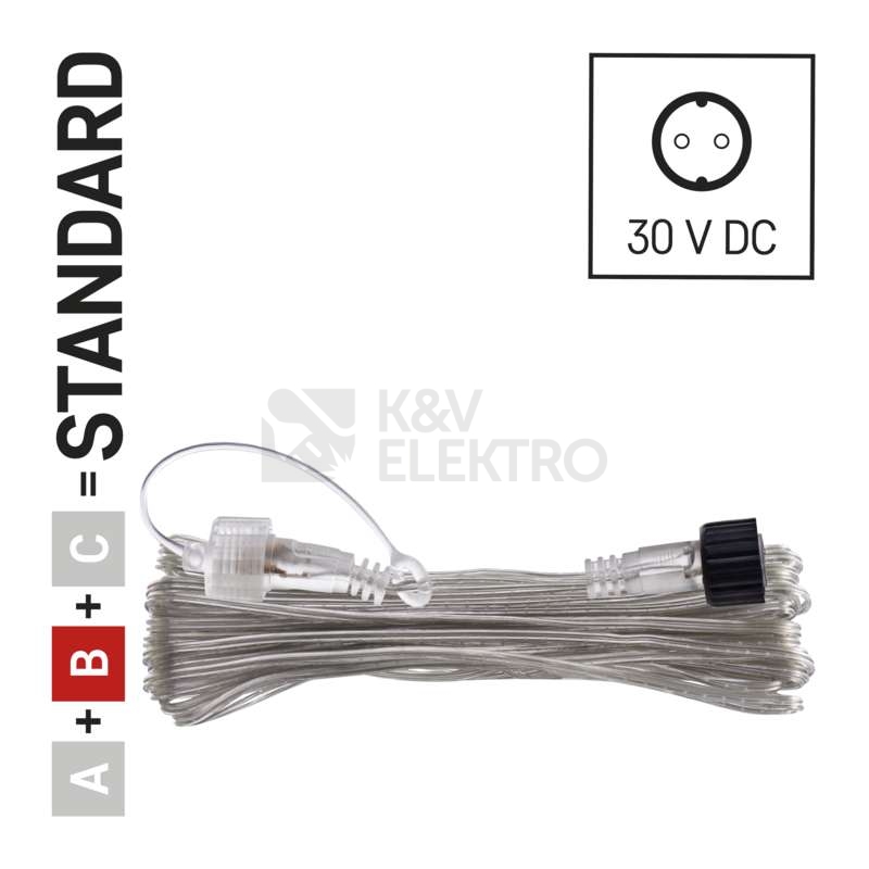 Obrázek produktu Prodlužovací kabel EMOS Connecting D1ZB02 ZY2153 transparentní 10m pro spojovací LED vánoční řetězy 0