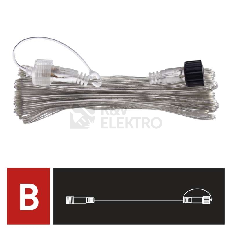 Obrázek produktu  Prodlužovací kabel EMOS Connecting D1ZB02 ZY2153 transparentní 10m pro spojovací LED vánoční řetězy 6