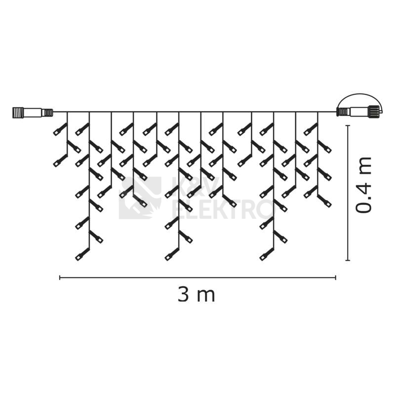 Obrázek produktu Propojovací vánoční řetěz bez zdroje EMOS Connecting D2CW02 ZY2157 50LED krápníky 3m teplá bílá 5