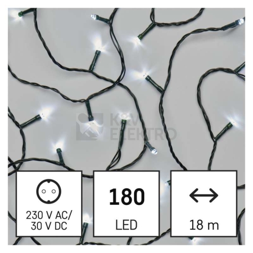 Vánoční osvětlení EMOS D4AC09 ZY2159 180LED řetěz 18m studená bílá 8 programů svícení