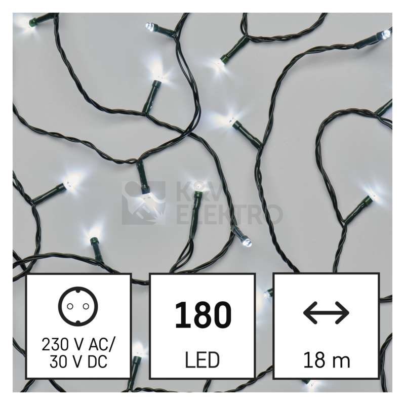 Obrázek produktu Vánoční osvětlení EMOS D4AC09 ZY2159 180LED řetěz 18m studená bílá 8 programů svícení 0