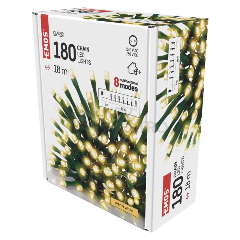 Obrázek produktu Vánoční osvětlení EMOS D4AW07 ZY2161 180LED řetěz 18m teplá bílá 8 programů svícení 6