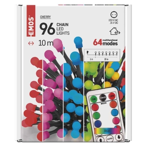 Vánoční osvětlení EMOS D5AA01 ZY2163 96LED řetěz 10m kuličky RGB 64 programů svícení (obrázek 6)