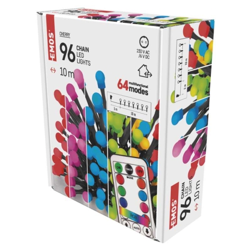 Vánoční osvětlení EMOS D5AA01 ZY2163 96LED řetěz 10m kuličky RGB 64 programů svícení