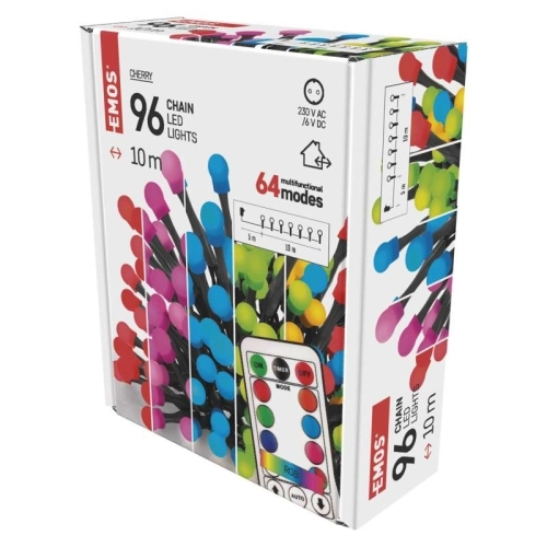 Vánoční osvětlení EMOS D5AA01 ZY2163 96LED řetěz 10m kuličky RGB 64 programů svícení (obrázek 2)