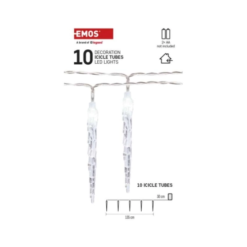 LED vánoční girlanda EMOS DCGC01 ZY2164 10x rampouch 1,35m 2xAA studená bílá (obrázek 3)